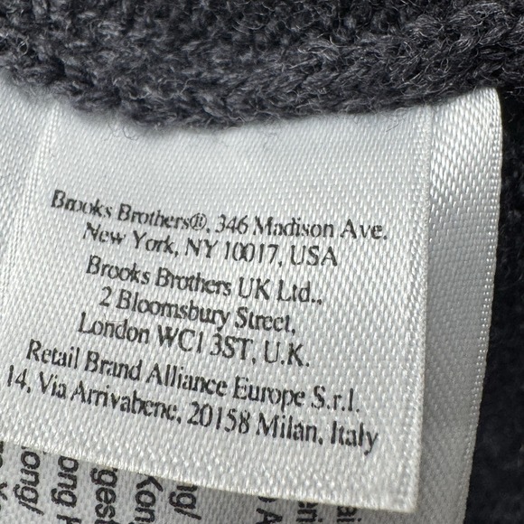 Brooks Brothers Thick Merino Wool 1/4 Zip Sweater Men's 2XL Charcoal Herringbone - Picture 9 of 10